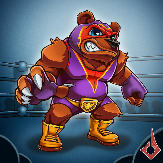 LuchaBEAR Cartoon Mascot Illustration